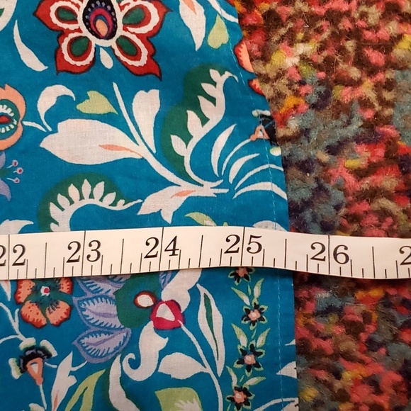 Talbots band collar popover turquoise blue jocobean floral 100% cotton sz. PL - Picture 9 of 10